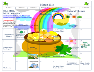 Ph March 2018 Calendar | The Premier Child Care Centers | Near The Pier | West Austin | Pill