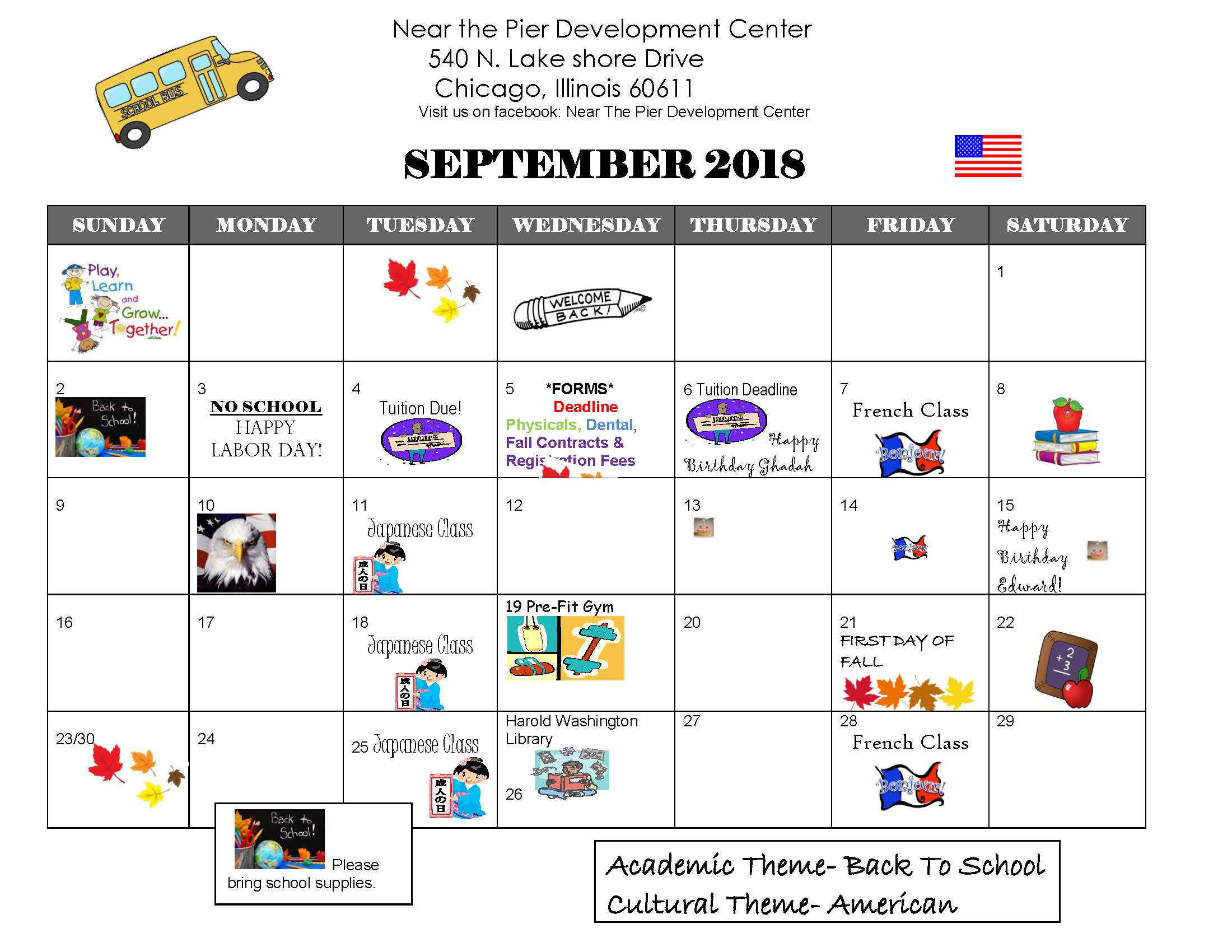 september ntp calendar 2018- | The Premier Child Care Centers | Near ...