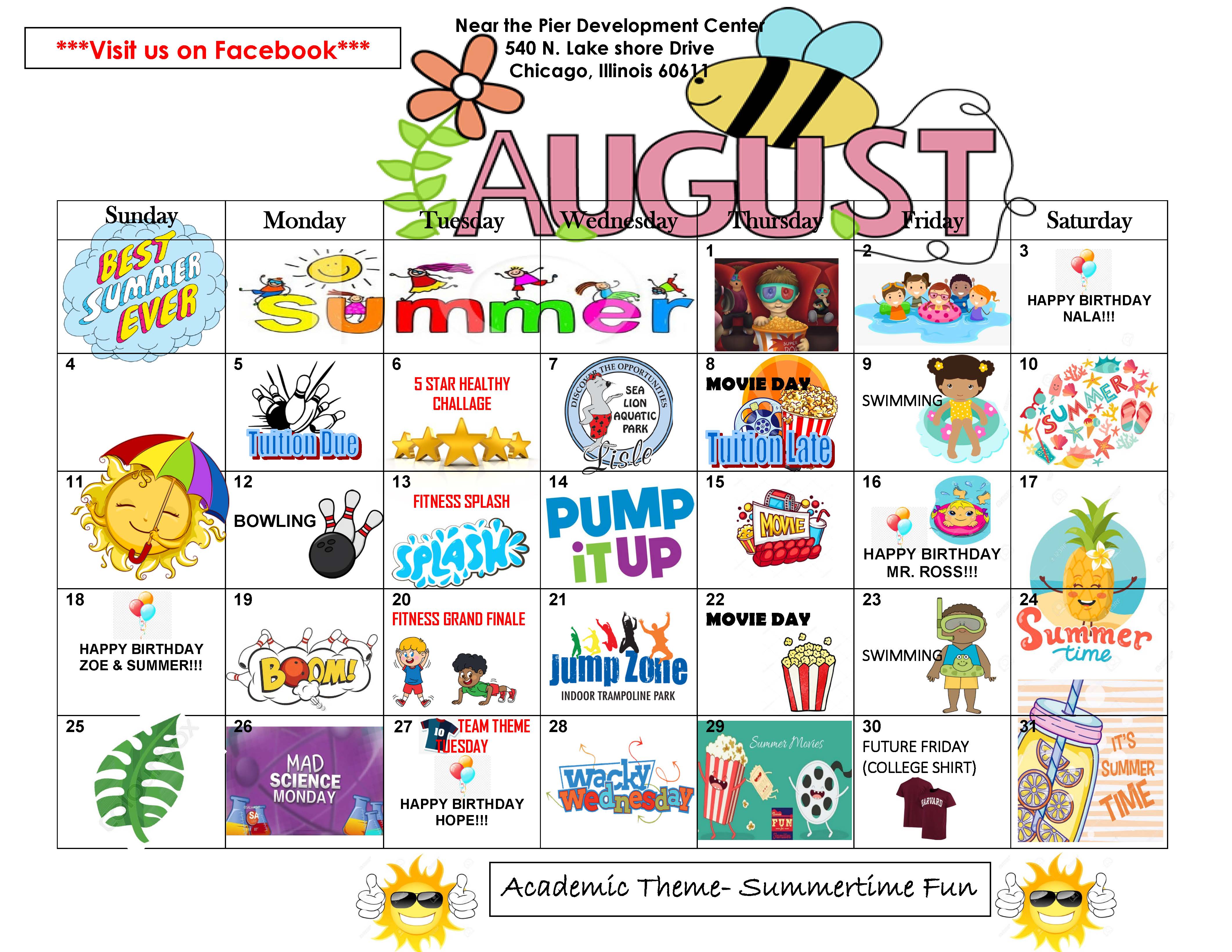 NTP AUGUST 2019 CALENDAR | The Premier Child Care Centers | Near The ...